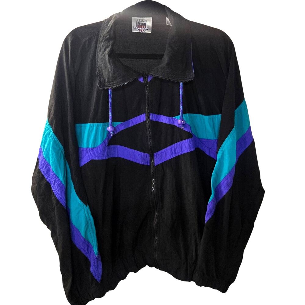 Vintage Claybrooke Color Block Nylon Jacket 90s Retro Windbreaker Streetwear XL